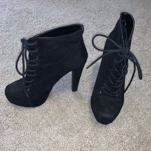 Black suede booties size 9